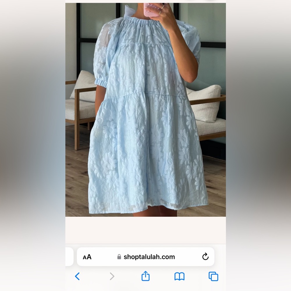 TALULAH-Bloom Organza Dress | Pale Blue